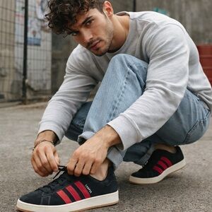 Adidas Campus Men’s 11.5 Black Red Suede Sneakers New Authentic Fast Ship